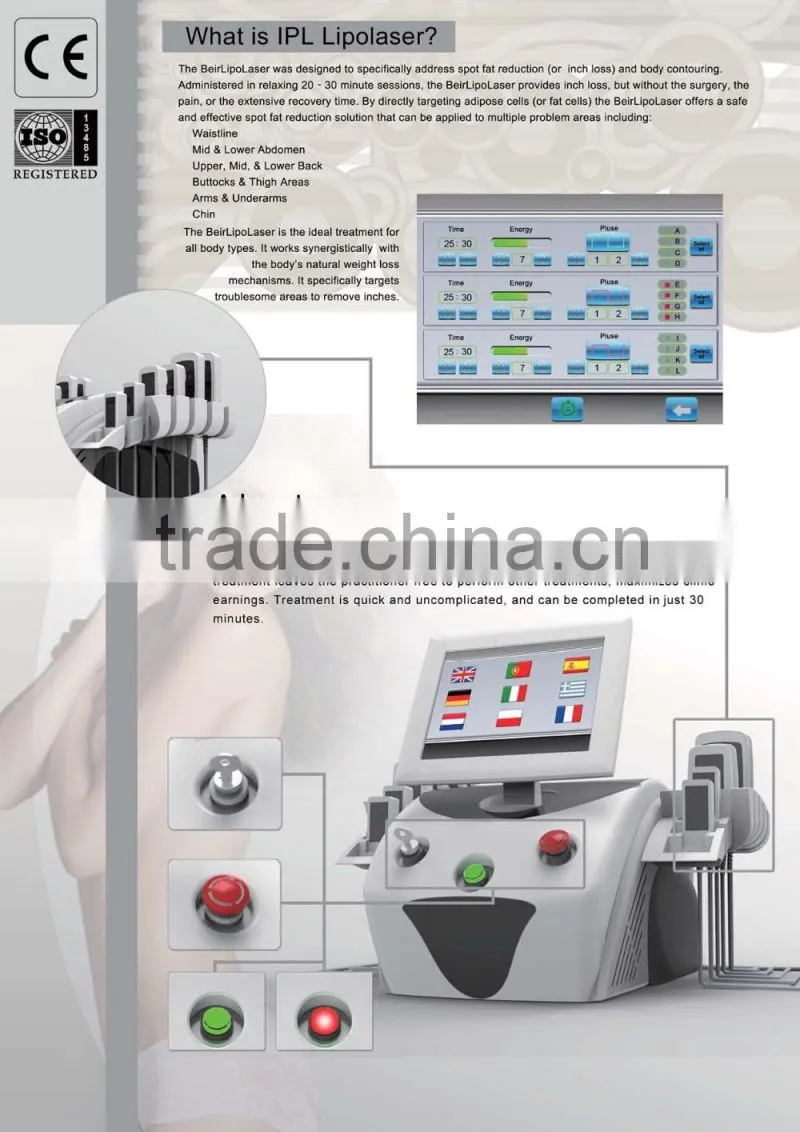 Quick slim Lipolaser slimming machine / i lipo laser weight loss belly reduce / 650nm 980nm I LipoLaser