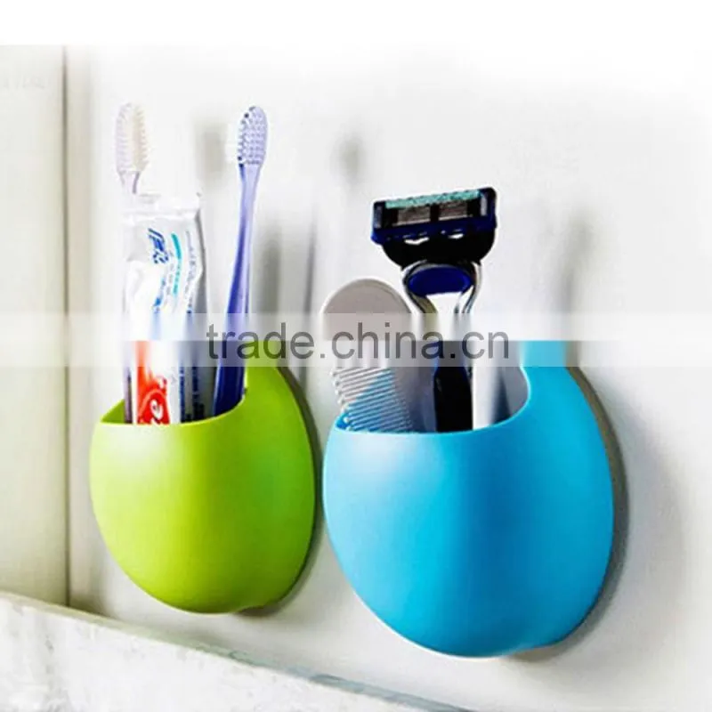wall mount toothbrush holder rubber sucker plastic brush holder with suction cup
