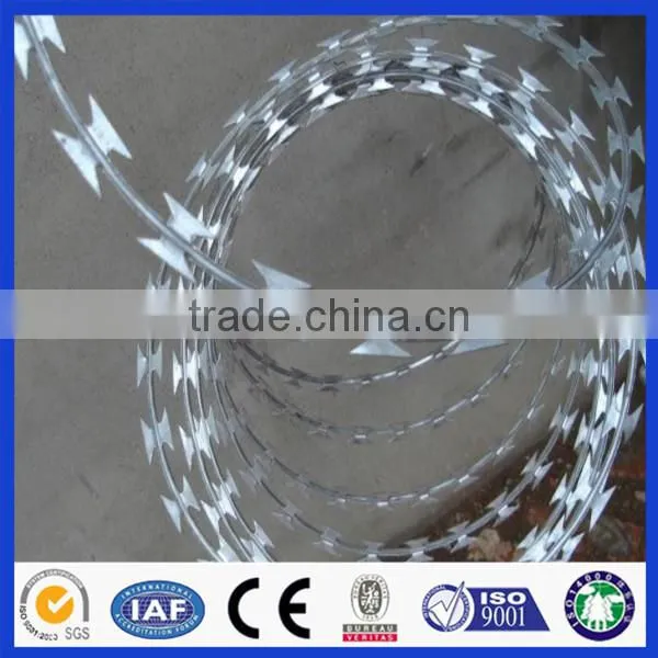 ISO 9001-2008 professional galvanized concertina razor barbed wire, razor barbed wire, razor wire