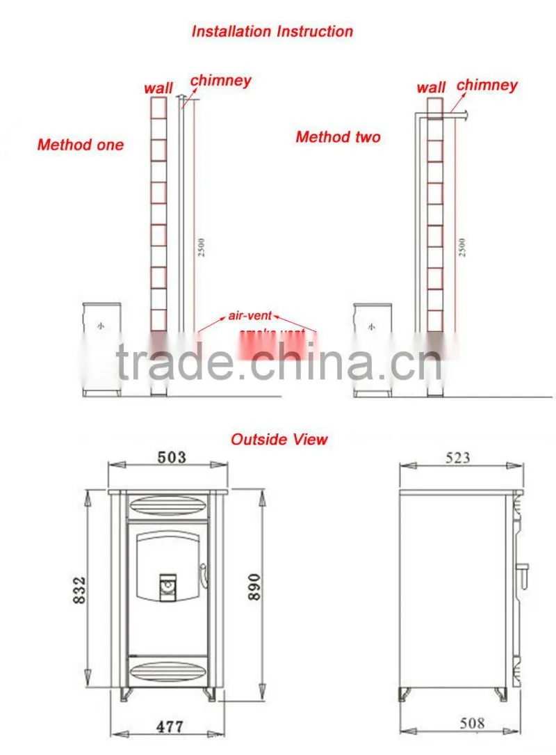 high efficient pellet stove parts/ 8kw wood pellet stove/ sawdust wood pellet burning stove