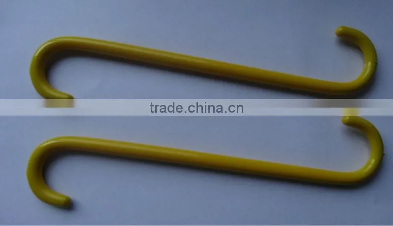 S spring steel hook in yellow plastic