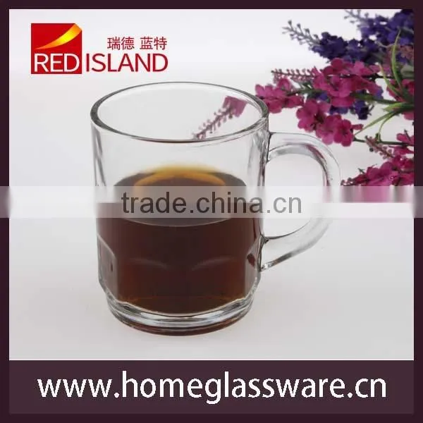 glass works supply glass cup with handle, clear glass tea cup