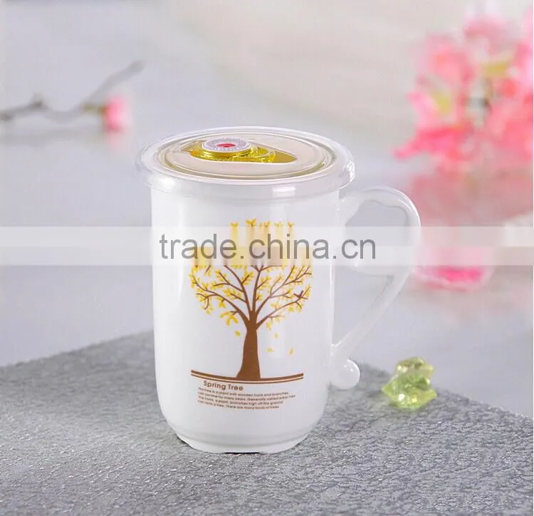 ceramic coffee mug with lid,mug with plastic lid,mug wholesale