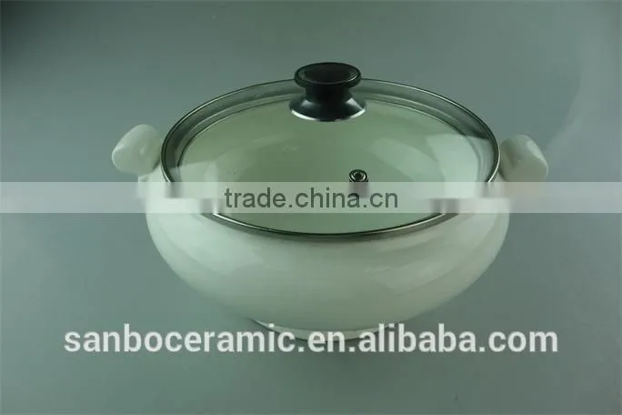 Cheap magnesian ivory white porcelain soup tureen with glass lid