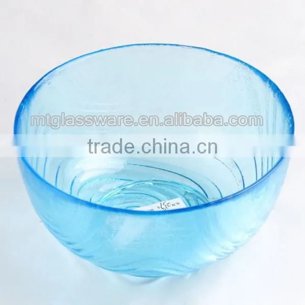 reusable colorful glass salad bowl shallow fruit bowl