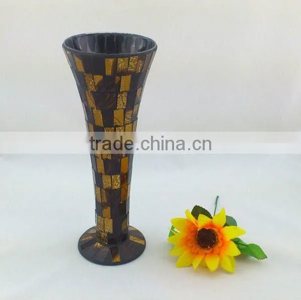 Wedding Centerpiece Exotic Style Amber Mosaic Handmade Shapes Tall Gorgeous Designs Vases