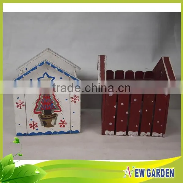 Home decor garden beautiful house shape wooden flower pot