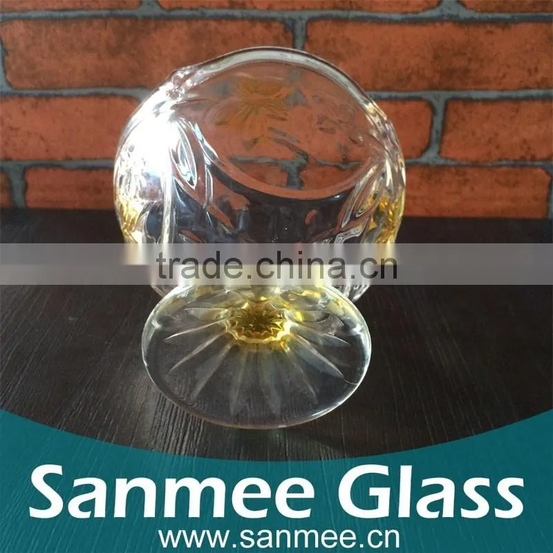 Custom Manufacturer Golden Flower Globet Glass Ice Cream Cup