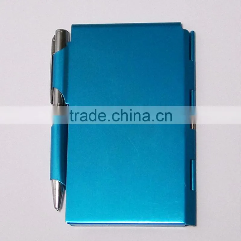 Hot selling novelty metal memo pad holder with pen