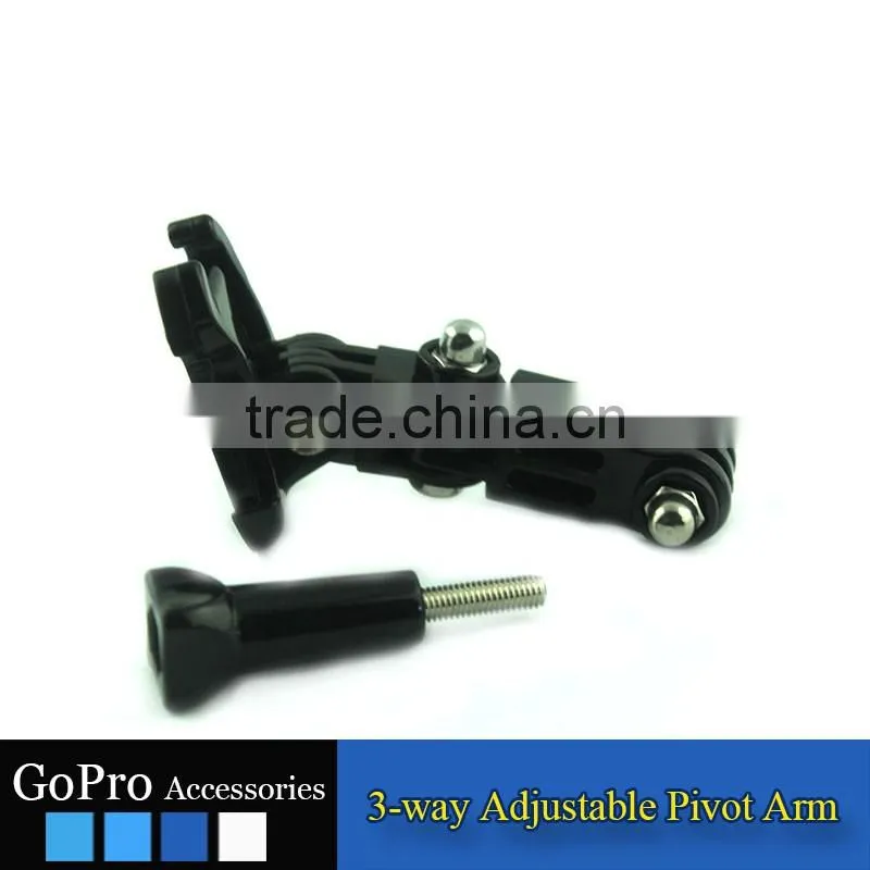 2016 New Wholesale adjustable 3-way pivot arm for sports camera accessory
