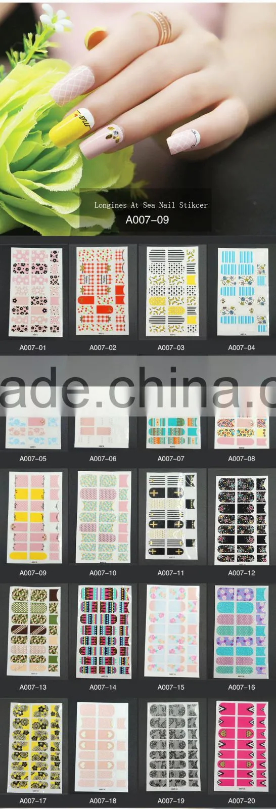 Zhejiang New air factory supply hot design gel nail art stickers