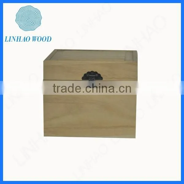 Newest Rectangle Wood Box With Metal Hinge