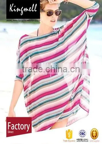 2017 summer digital print striped chiffon beach skirt