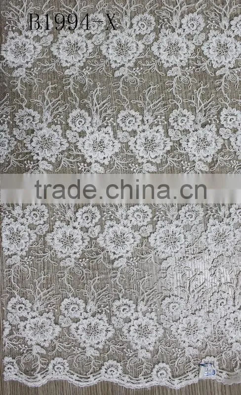 Promotional embroidery sequins and beaded lace trim for wedding dress With Bottom Price