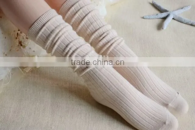 Double cylinder plain color ribbed woman wool socks