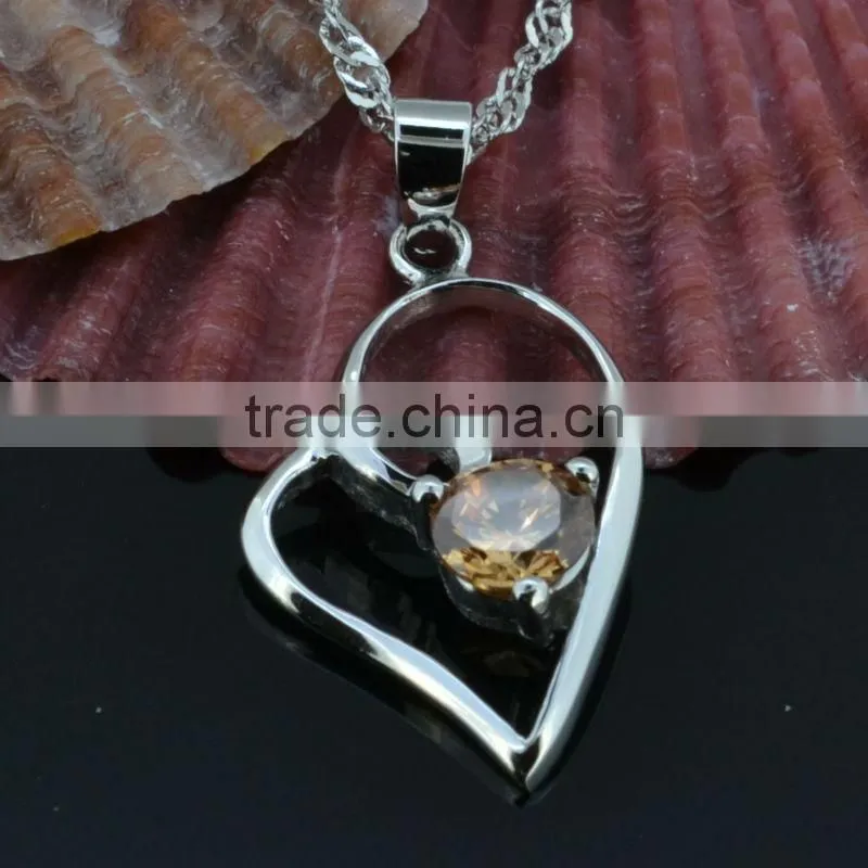 women 925 silver necklace fashion stone zircon rhodium plated