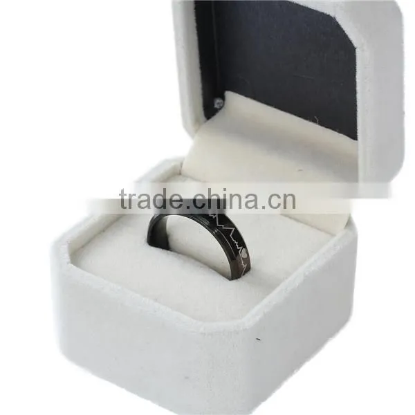 Titanium Steel Unadjustable Rings Black Heartbeat/ Electrocardiogram