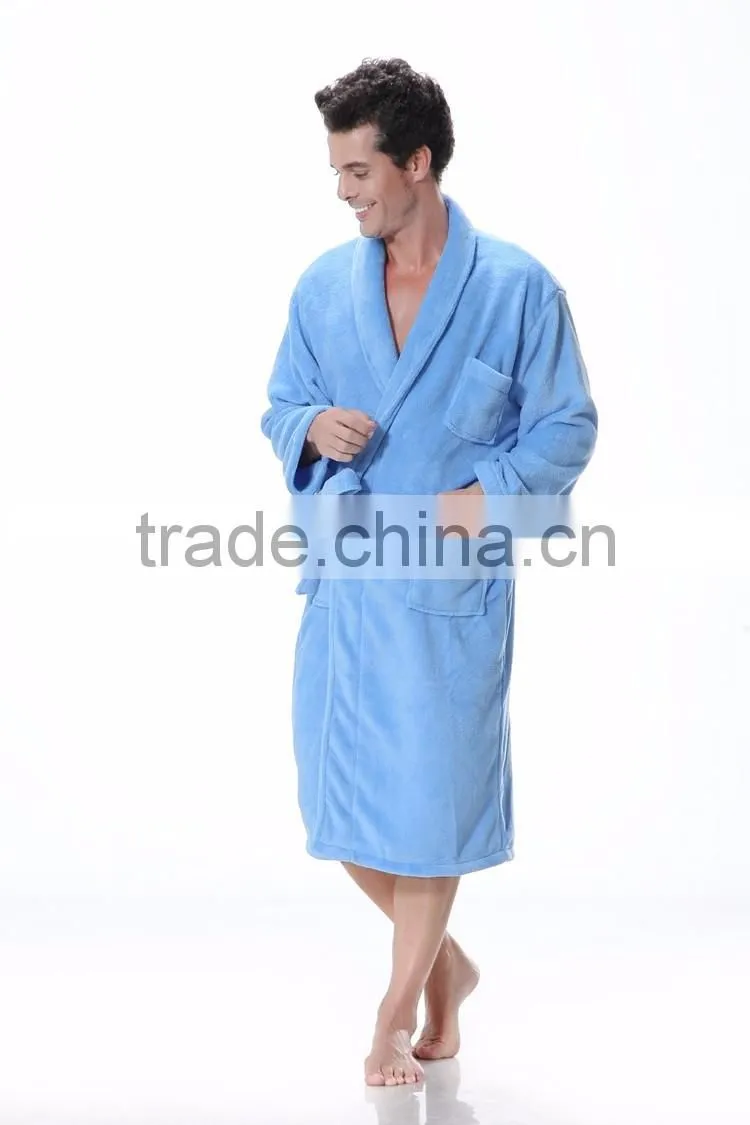 luxury plush polyester microfiber fleece bathrobe wholesale