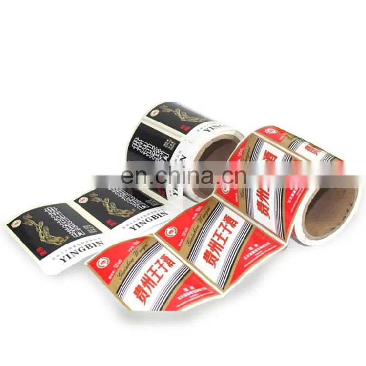 China manufacture cheap colorful printing vinyl sticker roll for wine bottle packaging