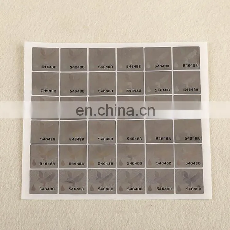 manufature custom waterproof laser anti-fake self adhesive sticker for convenient number paper label