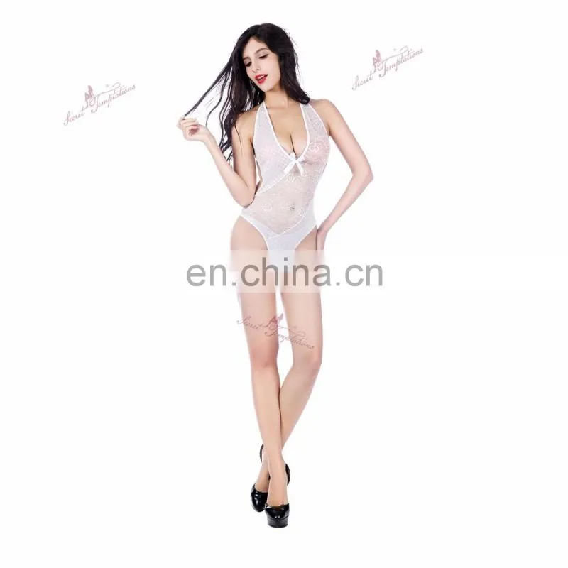 Secret Temptations wholesale 2016 newly hot white lace sleeveless sexy bodysuit women