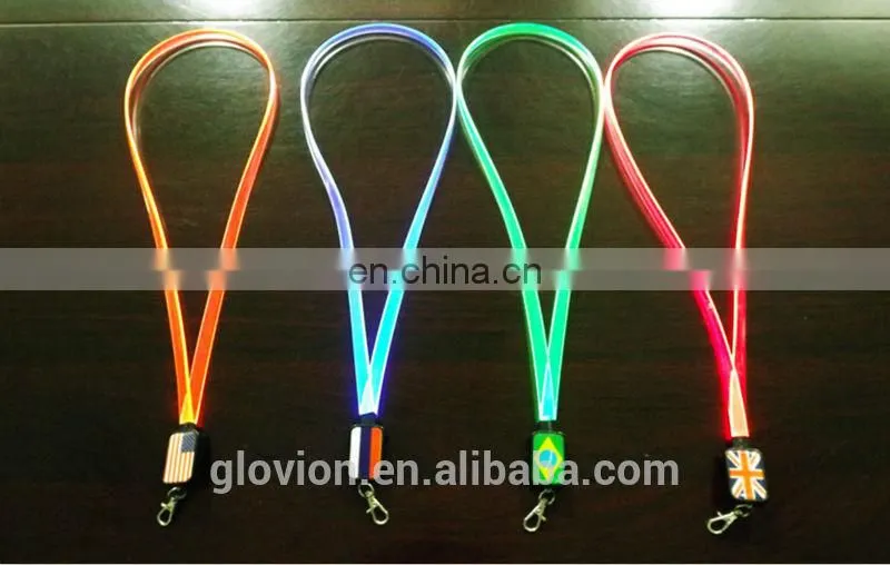 New Design hot sale LED flashing colorful lanyards for girl