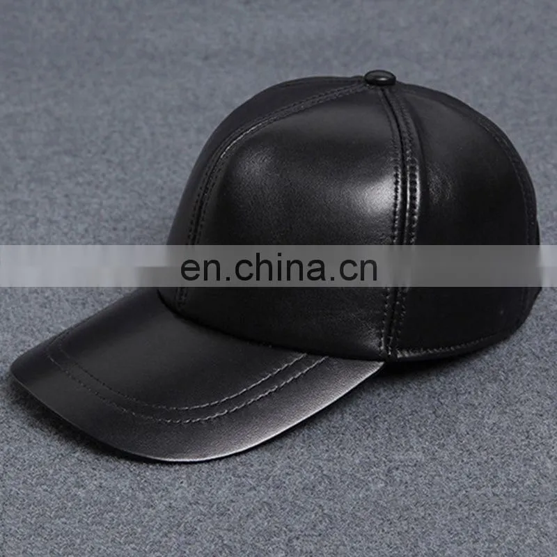 Men Faux Leather Warm Baseball Cap Causal Windproof Peaked Cap Adjust Snapback