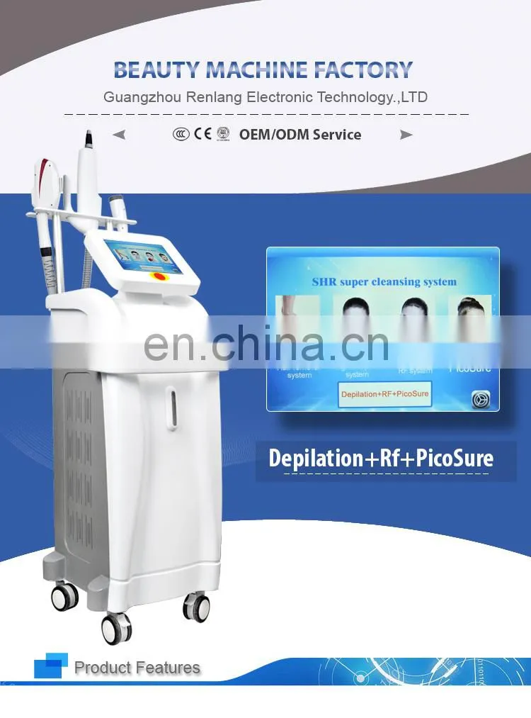 3 handle pieces pico laser hair removal/hair removal dpl rf machine prices