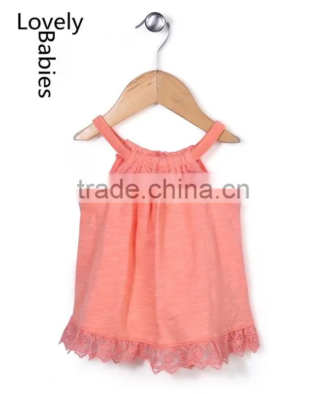Fashion clothing 2016 baby sleeveless singlet neck peach tops