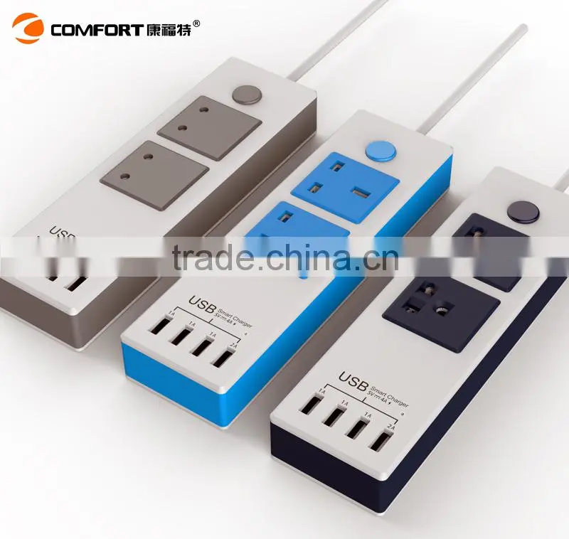 multifunctional 4 usb ports 2 plugs multiple socket outlet