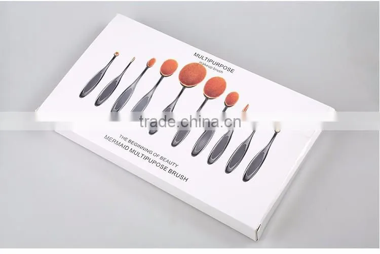 Tooth Shape Powder Foundation Brush/Oval Makeup brushes with Rubber handle/Metal make up Brush