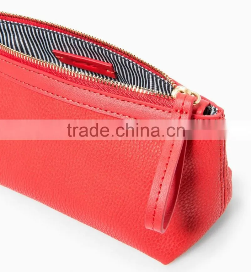 pebbled leather cosmetic bag with wristlet makeup case pouch multiple clutch purse for ladies