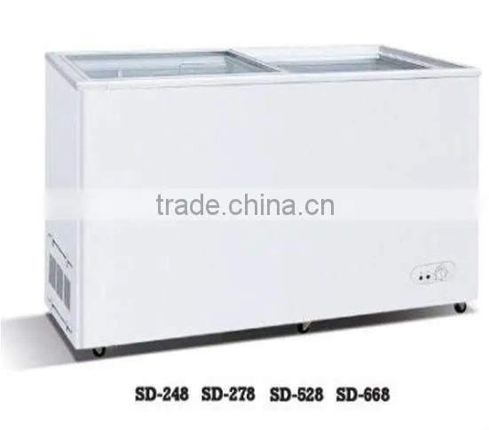 Supermarket Frost free top open Sliding glass door freezer