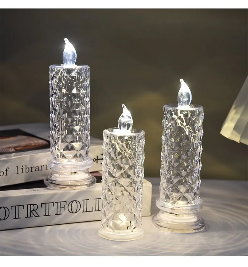 LED Rose Halo Candle Light Romantic Night Light Creative Luminous Electronic Candle Night Light