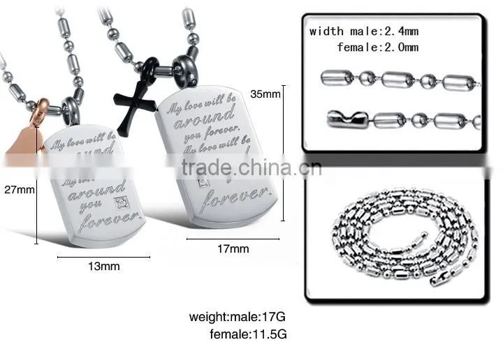 wholesale stainless steel square plate with letter pendant for lovers small MOQ and mix order