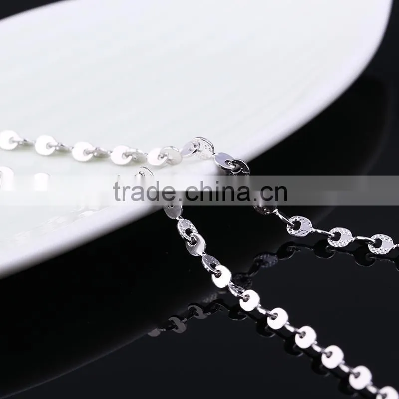 hot selling simple design fashion jewelry rhodium plated cheap short cable chain necklace