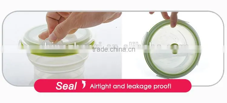 New products 2015 innovative product 1.5L/1500ml collapsible silicone food container with PP lid ,BPA Free