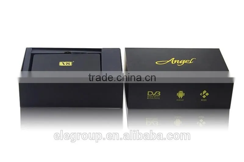 New DVB-S2+T2+Cable+IPTV satellite tv receiver openbox v8 angel android4.4 box with kodi
