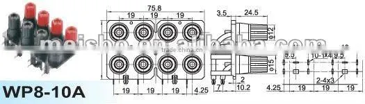 Six pole push type wire terminal clip