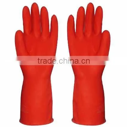 Lined latex household gloves