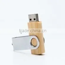 Low cost promotion gift swivel wooden usb pen drive with custom logo printing, laser engraving and optional capacity 1G-64G