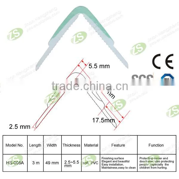 49mm Width L Shape PVC Hospital Wall Corner Guard