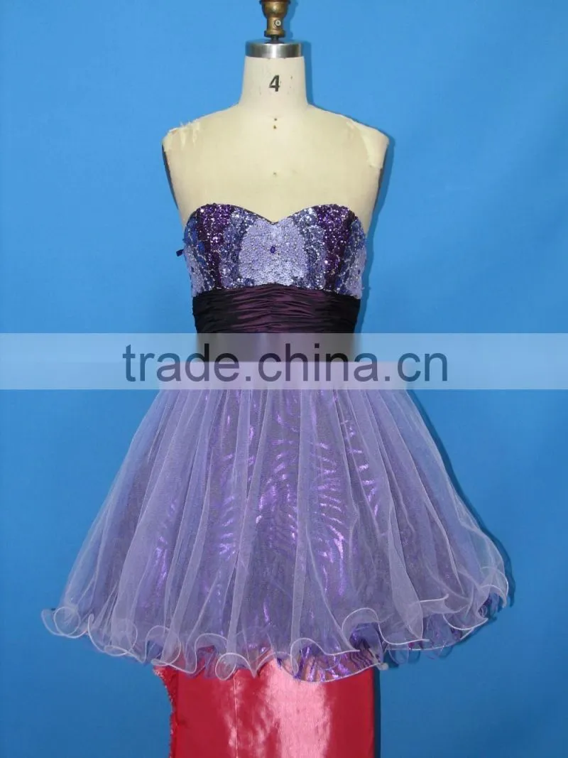 China Homecoming Dresses Purple Short Puffy Evening Dress Wholesale