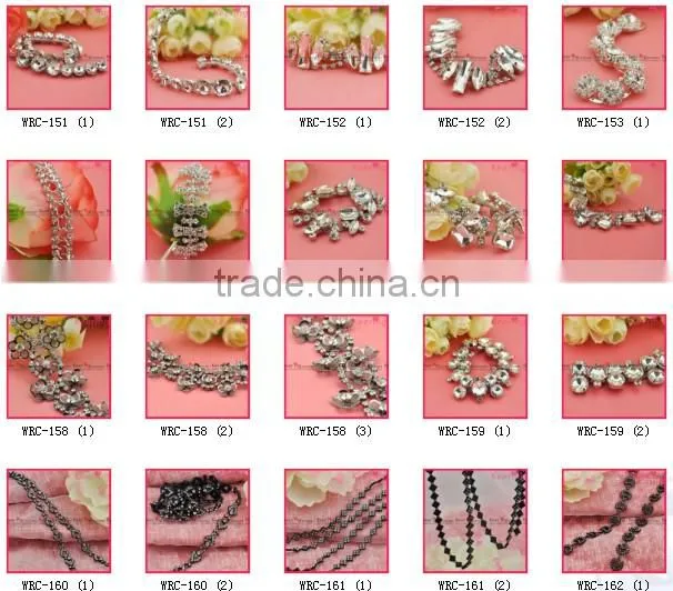 Wholesale pearl 2014 hot sale circle high quality Rhinestone chain WRC-095