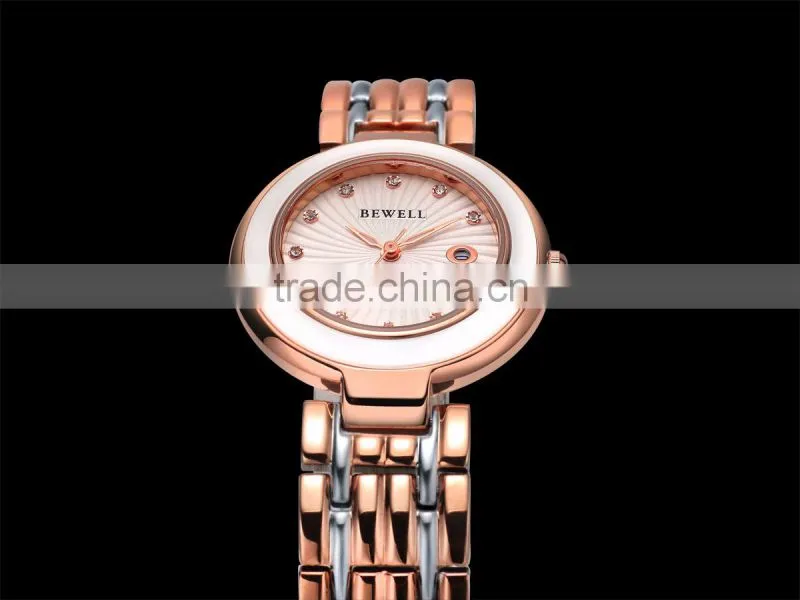 2014 hot sale Bewell Classic luxury rose gold ladies watches