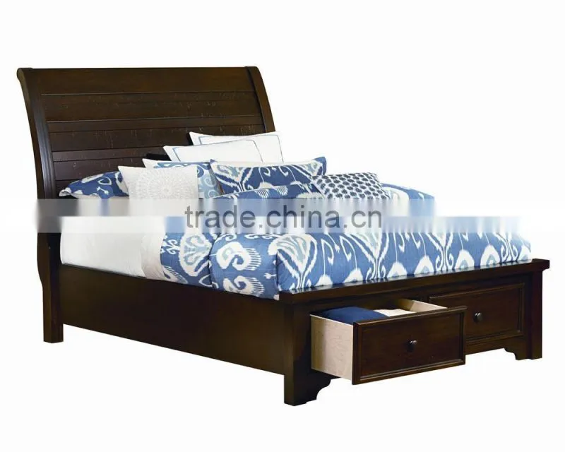 Hanover Queen United State style Sleigh Storage Bed w/ Low Profile Footboard AS-B50