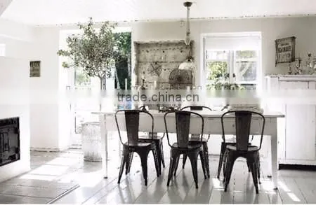 Colorful industrial vintage simple design metal dining chair in restaurant