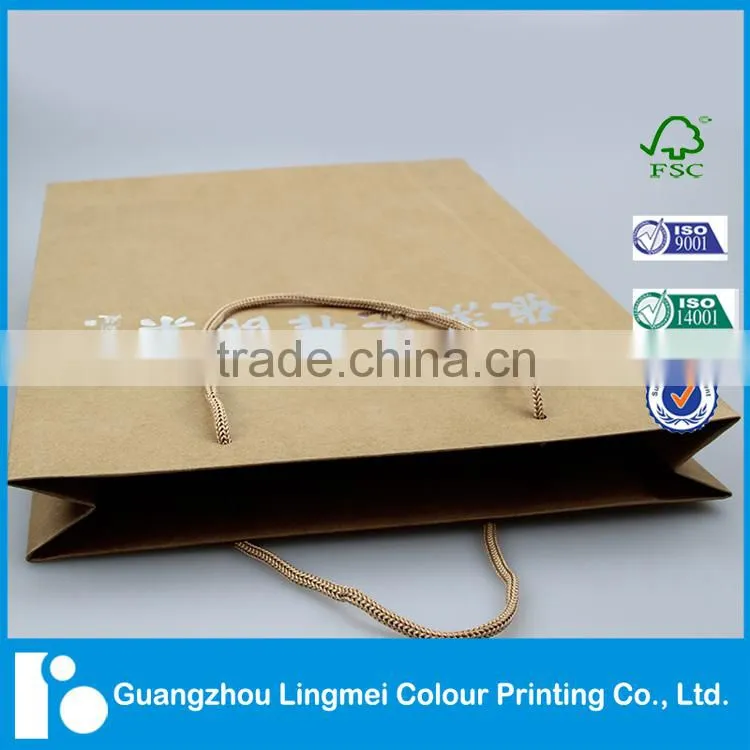 2016 Cheapest Top Quality Luxury Gift Paper Bag Printing ,Shopping Brown Paper Bag,Custom Kraft Paper Bag with Handle
