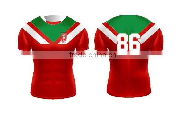Quality cheap rugby jersey design red color and green