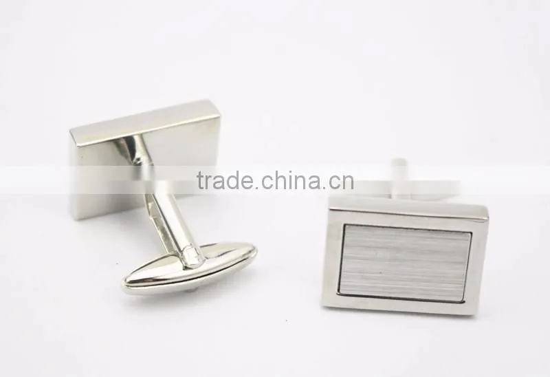Two Tone Blank Rectangle Silver Cufflinks For Mens